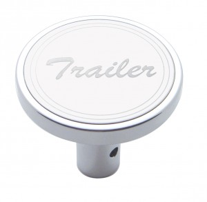 Chrome Long Air Valve Knob W/ Stainless Steel "Trailer" Plaque - Pin Mount