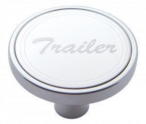 Chrome Short Air Valve Knob W/ Stainless Steel "Trailer" Plaque - Pin Mount