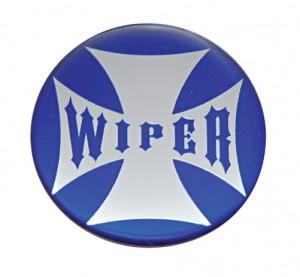 Glossy Maltese Cross "Wiper" Sticker - Blue