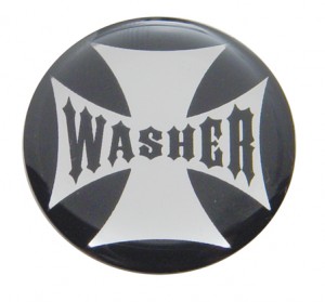 Glossy Maltese Cross "Washer" Sticker - Black