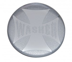 Glossy Maltese Cross "Washer" Sticker - Silver
