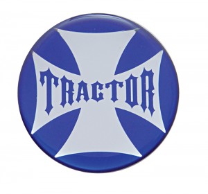 Glossy Maltese Cross "Tractor" Sticker - Blue