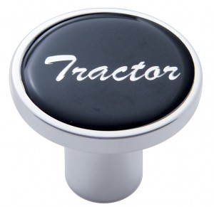 Chrome Air Valve Knob W/ Glossy "Tractor" Sticker - Black