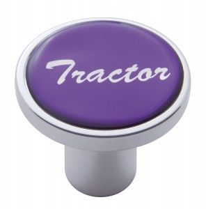 Chrome Air Valve Knob W/ Glossy "Tractor" Sticker - Purple