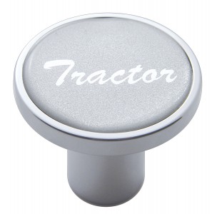 Chrome Air Valve Knob W/ Glossy "Tractor" Sticker - Silver
