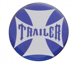 Glossy Maltese Cross "Trailer" Sticker - Blue