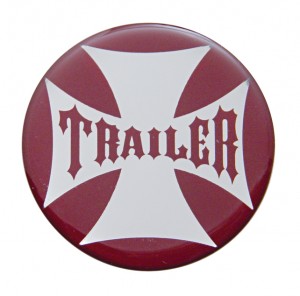 Glossy Maltese Cross "Trailer" Sticker - Red