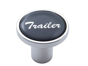 Chrome Air Valve Knob W/ Glossy "Trailer" Sticker - Black