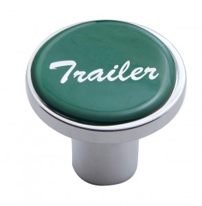 Chrome Air Valve Knob W/ Glossy "Trailer" Sticker - Green