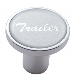 Chrome Air Valve Knob W/ Glossy "Trailer" Sticker - Silver