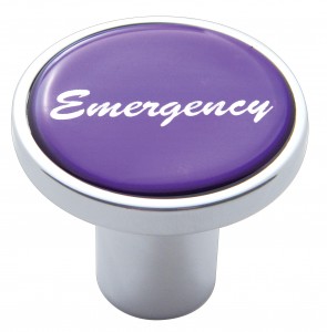 Chrome Air Valve Knob W/ Glossy "Emergency" Sticker - Purple