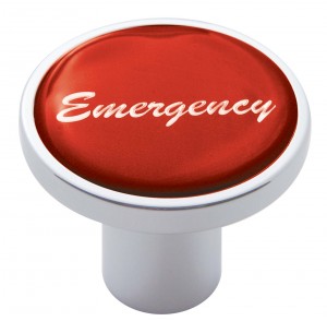 Chrome Air Valve Knob W/ Glossy "Emergency" Sticker - Red