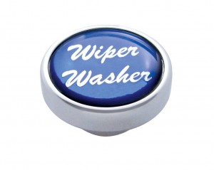 Chrome Air Valve Knob W/ Glossy "Wiper/Washer" Sticker - Blue
