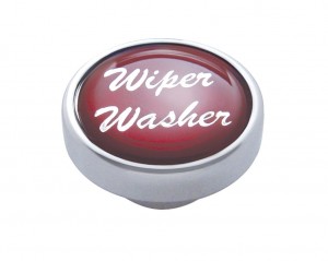Chrome Air Valve Knob W/ Glossy "Wiper/Washer" Sticker - Red