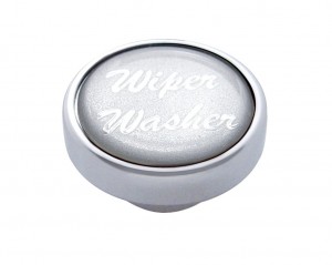Chrome Air Valve Knob W/ Glossy "Wiper/Washer" Sticker - Silver