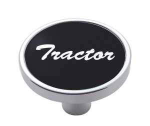 Chrome Short Pin Mount Air Valve Knob W/ Aluminum "Tractor" Sticker - Black
