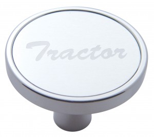 Chrome Short Pin Mount Air Valve Knob W/ Aluminum "Tractor" Sticker - Silver