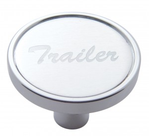 Chrome Short Pin Mount Air Valve Knob W/ Aluminum "Trailer" Sticker - Silver