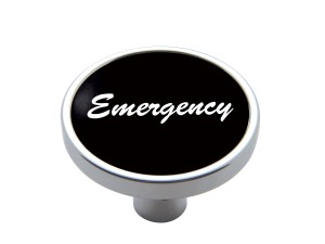 Chrome Short Pin Mount Air Valve Knob W/ Aluminum "Emergency" Sticker - Black