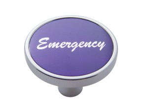 Chrome Short Pin Mount Air Valve Knob W/ Aluminum "Emergency" Sticker - Purple