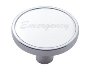Chrome Short Pin Mount Air Valve Knob W/ Aluminum "Emergency" Sticker - Silver