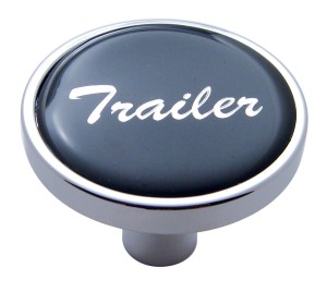 Chrome Short Pin Mount Air Valve Knob W/ Glossy "Trailer" Sticker - Black