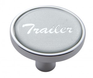 Chrome Short Pin Mount Air Valve Knob W/ Glossy "Trailer" Sticker - Silver