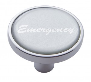 Chrome Short Pin Mount Air Valve Knob W/ Glossy "Emergency" Sticker - Silver