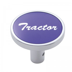 Chrome Long Pin Mount Air Valve Knob W/ Aluminum "Tractor" Sticker - Purple