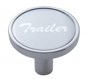 Chrome Long Pin Mount Air Valve Knob W/ Aluminum "Trailer" Sticker - Silver