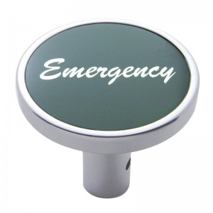 Chrome Long Pin Mount Air Valve Knob W/ Aluminum "Emergency" Sticker - Green