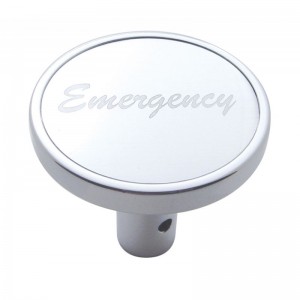 Chrome Long Pin Mount Air Valve Knob W/ Aluminum "Emergency" Sticker - Silver