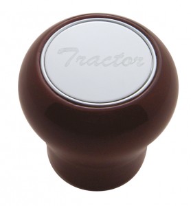 Wood Air Valve Knob W/ Stainless Steel "Tractor" Plaque