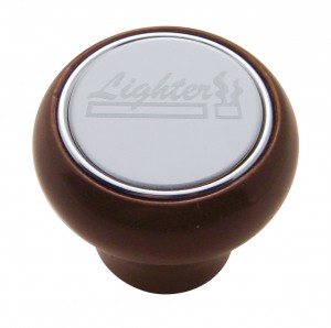 Wood Deluxe Dash Knob W/ Stainless Steel "Lighter" Plaque