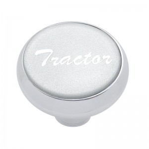 Chrome Deluxe Air Valve Knob W/ Glossy "Tractor" Sticker - Silver