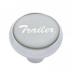 Chrome Deluxe Air Valve Knob W/ Glossy "Trailer" Sticker - Silver