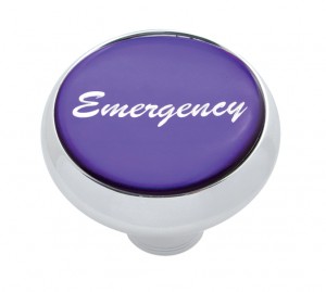 Chrome Deluxe Air Valve Knob W/ Glossy "Emergency" Sticker - Purple