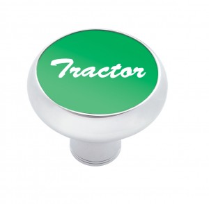 Chrome Deluxe Air Valve Knob W/ Aluminum "Tractor" Sticker - Green