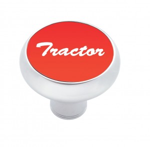 Chrome Deluxe Air Valve Knob W/ Aluminum "Tractor" Sticker - Red