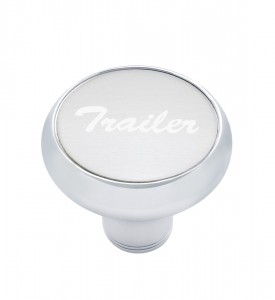 Chrome Deluxe Air Valve Knob W/ Aluminum "Trailer" Sticker - Silver