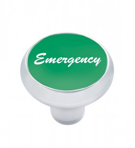 Chrome Deluxe Air Valve Knob W/ Aluminum "Emergency" Sticker - Green