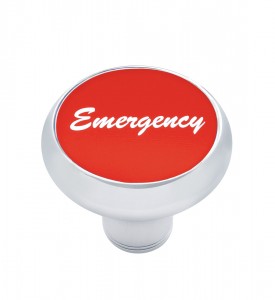 Chrome Deluxe Air Valve Knob W/ Aluminum "Emergency" Sticker - Red