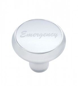 Chrome Deluxe Air Valve Knob W/ Aluminum "Emergency" Sticker - Silver