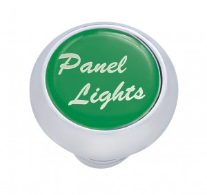 Chrome Deluxe Dash Knob W/ Glossy "Panel Lights" Sticker - Green