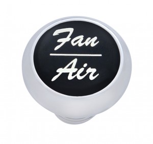 Chrome Deluxe Dash Knob W/ Aluminum "Fan/Air" Sticker - Black