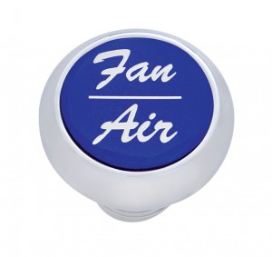 Chrome Deluxe Dash Knob W/ Aluminum "Fan/Air" Sticker - Blue