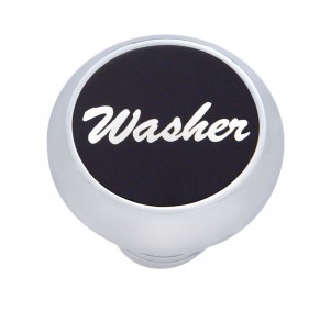 Chrome Deluxe Dash Knob W/ Aluminum "Washer" Sticker - Black