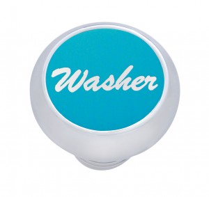 Chrome Deluxe Dash Knob W/ Aluminum "Washer" Sticker - Blue