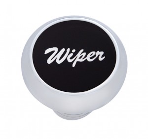 Chrome Deluxe Dash Knob W/ Aluminum "Wiper" Sticker - Black