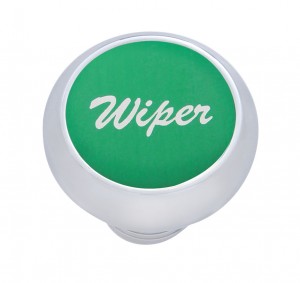 Chrome Deluxe Dash Knob W/ Aluminum "Wiper" Sticker - Green